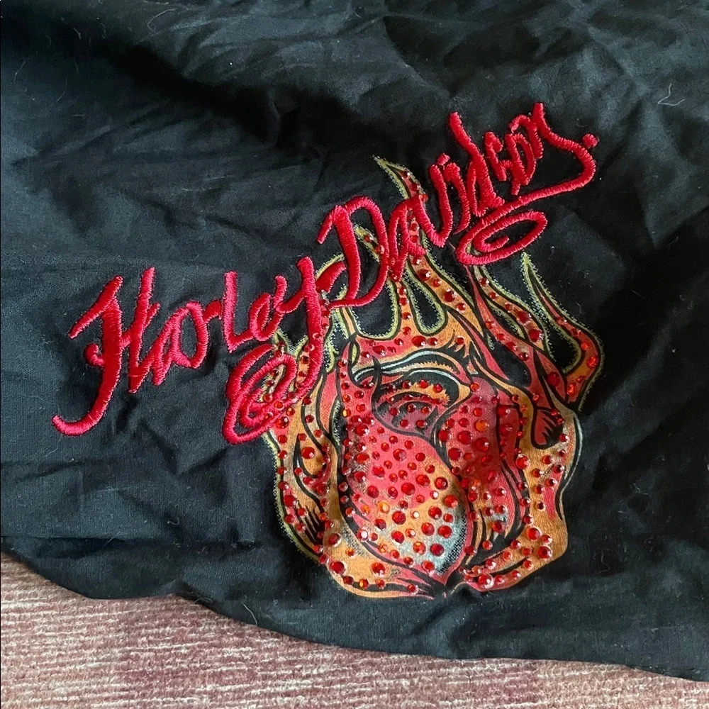 Harley-Davidson Black Bandana with Red and Gold Embroidery